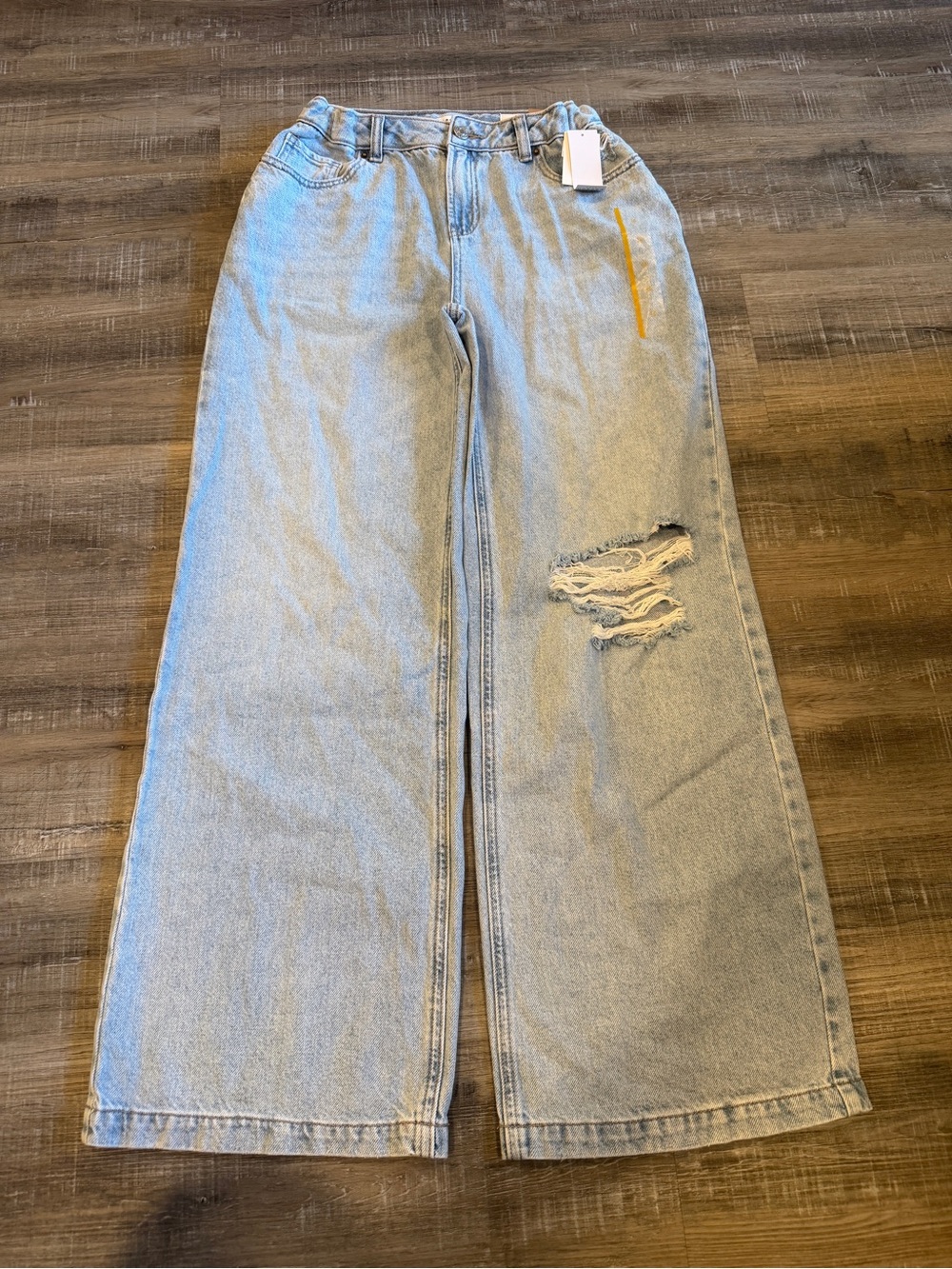 PacSun Light Blue Wide-Leg Ripped Jeans